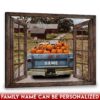Hayooo Faux Window Canvas Country Scene And Pumpkin Pickup Truck Wall Art For Home Decor