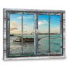 Hayooo Faux Window Canvas Peaceful Coastal Scene Wall Art For Home Decor