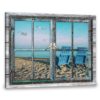 Hayooo Faux Window Canvas Refreshing Coastal Scene Wall Art For Home Decor