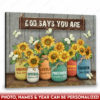 Hayooo Mother's Day Gifts for Wife Beautiful Sunflowers And Butterflies Wall Art Canvas God Says You Are Farmhouse Decor