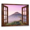 Hayooo Faux Window Canvas Awesome Volcano Scenery Wall Art For Home Decor