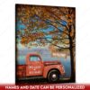 Hayooo Customized Couple Canvas With Pickup Truck And Autumn Tree Best Gift For Your Loved One