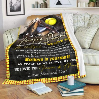 softball blanket to daughter