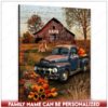 Hayooo Customized Canvas With Autumn Barn And Blue Pickup Truck Wall Art For Home Decor