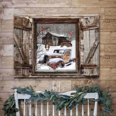 faux window winter scene