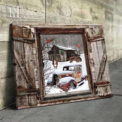 faux window winter scene