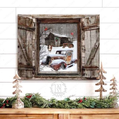 faux window winter scene