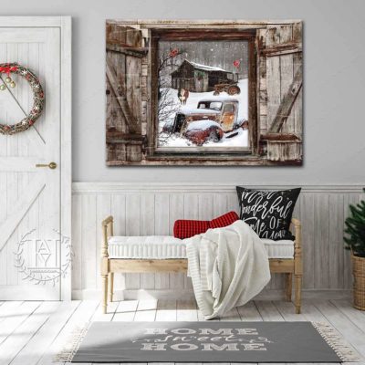 faux window winter scene