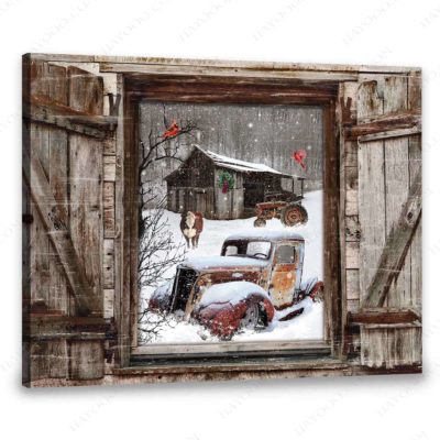 faux window winter scene