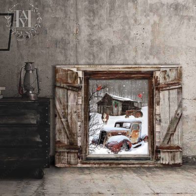 faux window winter scene