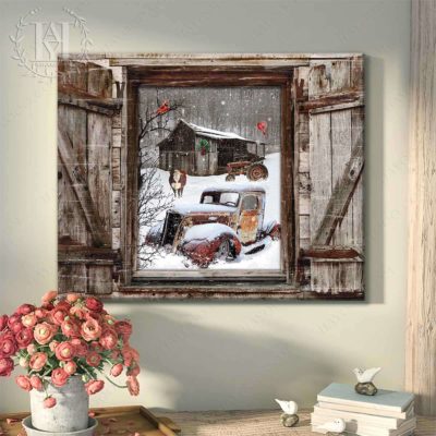 faux window winter scene