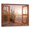 Hayooo Faux Window Canvas Beautiful Morning Beach Wall Art For Home Decor