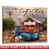 Hayooo Personalized Canvas Autumn Barn With Pumpkin Pickup Truck And Golden Retriever We Built A Life We Loved