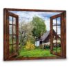 Hayooo Faux Window Canvas Gorgeous Spring Garden Scene Wall Art For Home Decor