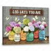 Hayooo Canvas Beautiful Hydrangeas In Mason Jars And Butterflies God Says You Are Wall Art