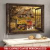 Hayooo Personalized Canvas Mother's Day Gift Ideas For Grandma Old Barn And Pickup Truck And Dogs Version Vintage Chevrolet In Red