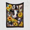 Cute Cows Sunflowers Blanket