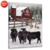 Hayooo Christmas Canvas With Country Scene In Holiday Season And Farm Animals Wall Art For Home Decor