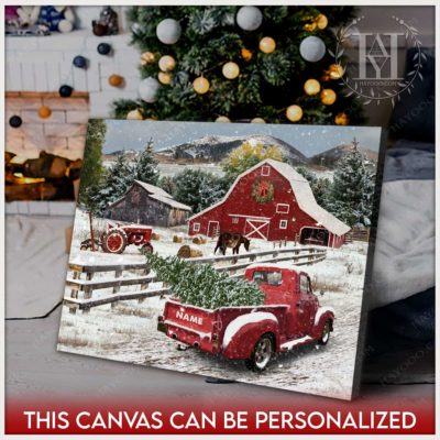 christmas pickup truck with tree