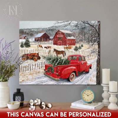 vintage christmas pickup truck