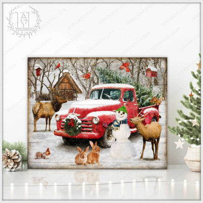 vintage white christmas truck