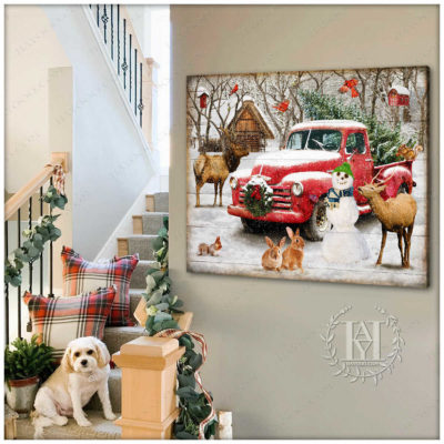 vintage white christmas truck