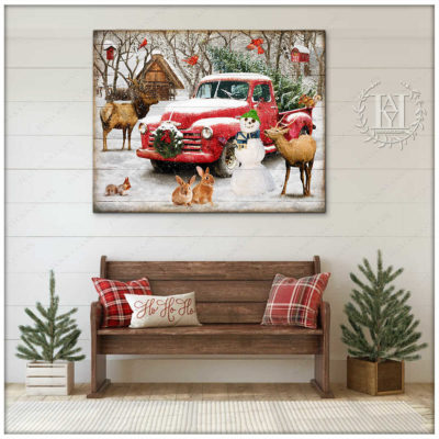 vintage white christmas truck