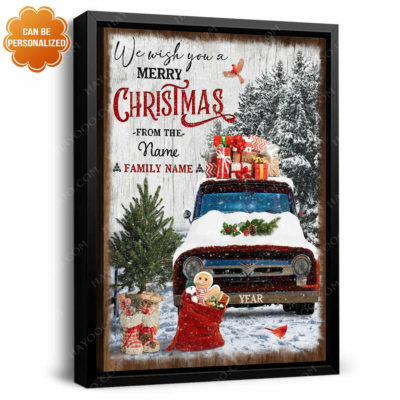 christmas red truck canvas
