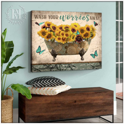 sunflower bathroom art