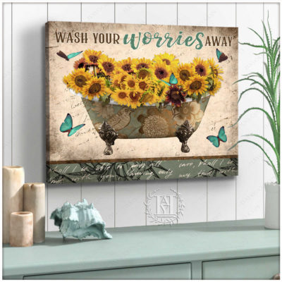 sunflower bathroom art