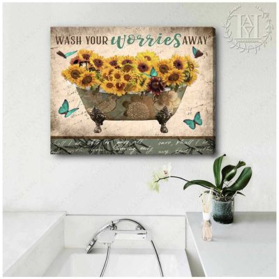 sunflower bathroom art