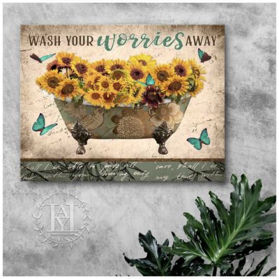 sunflower bathroom art