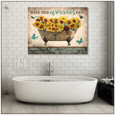 sunflower bathroom art