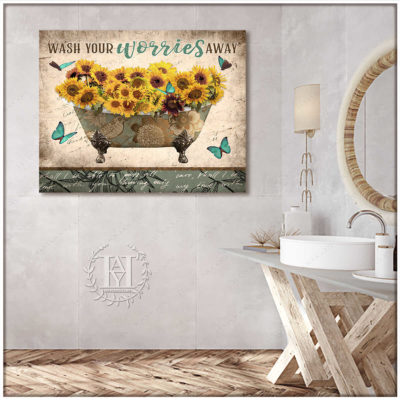 sunflower bathroom art