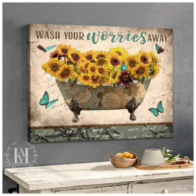 sunflower bathroom art