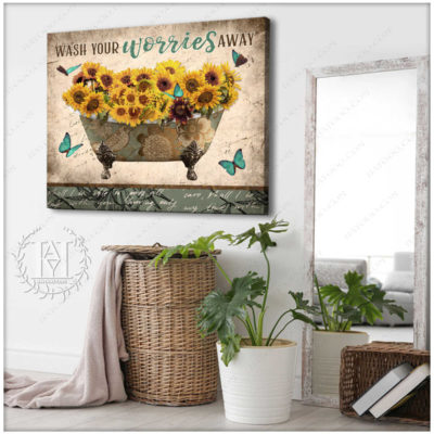 sunflower bathroom art