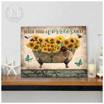 sunflower bathroom art