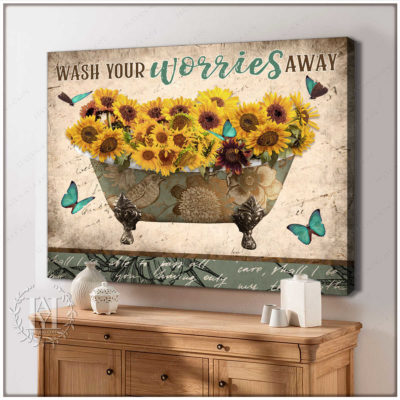 sunflower bathroom art