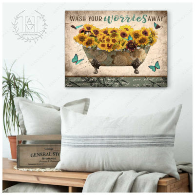 sunflower bathroom art