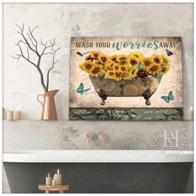 sunflower bathroom art