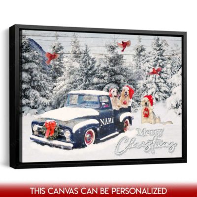 snowy christmas tree canvas