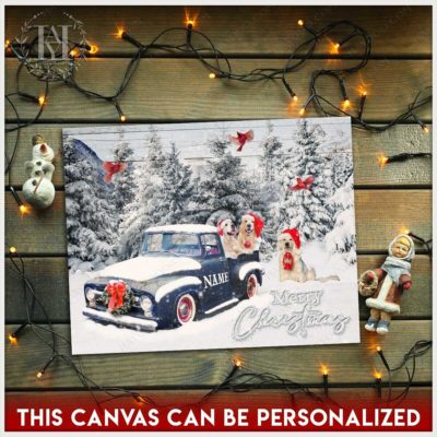 snowy christmas tree canvas