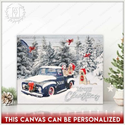snowy christmas tree canvas