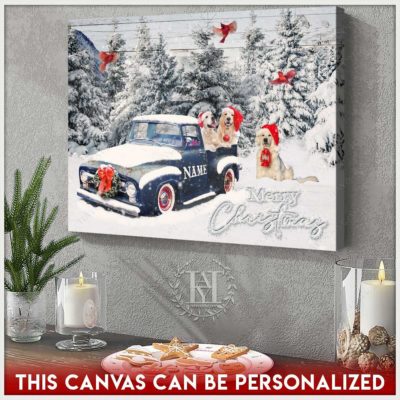 snowy christmas tree canvas