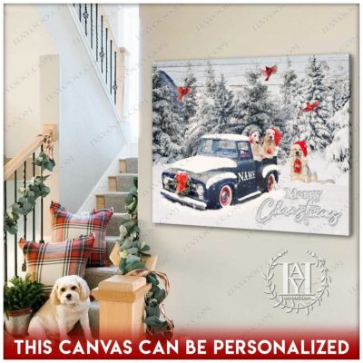 snowy christmas tree canvas