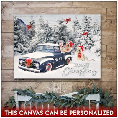 snowy christmas tree canvas