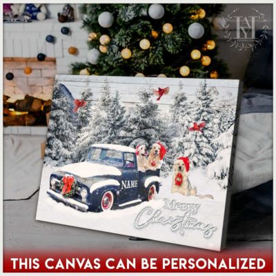 snowy christmas tree canvas
