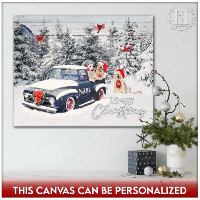 snowy christmas tree canvas