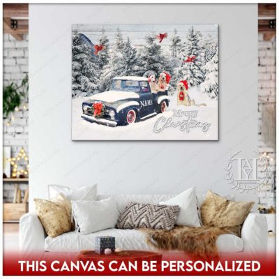 snowy christmas tree canvas