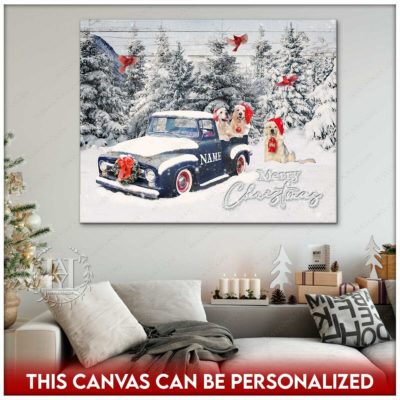 snowy christmas tree canvas